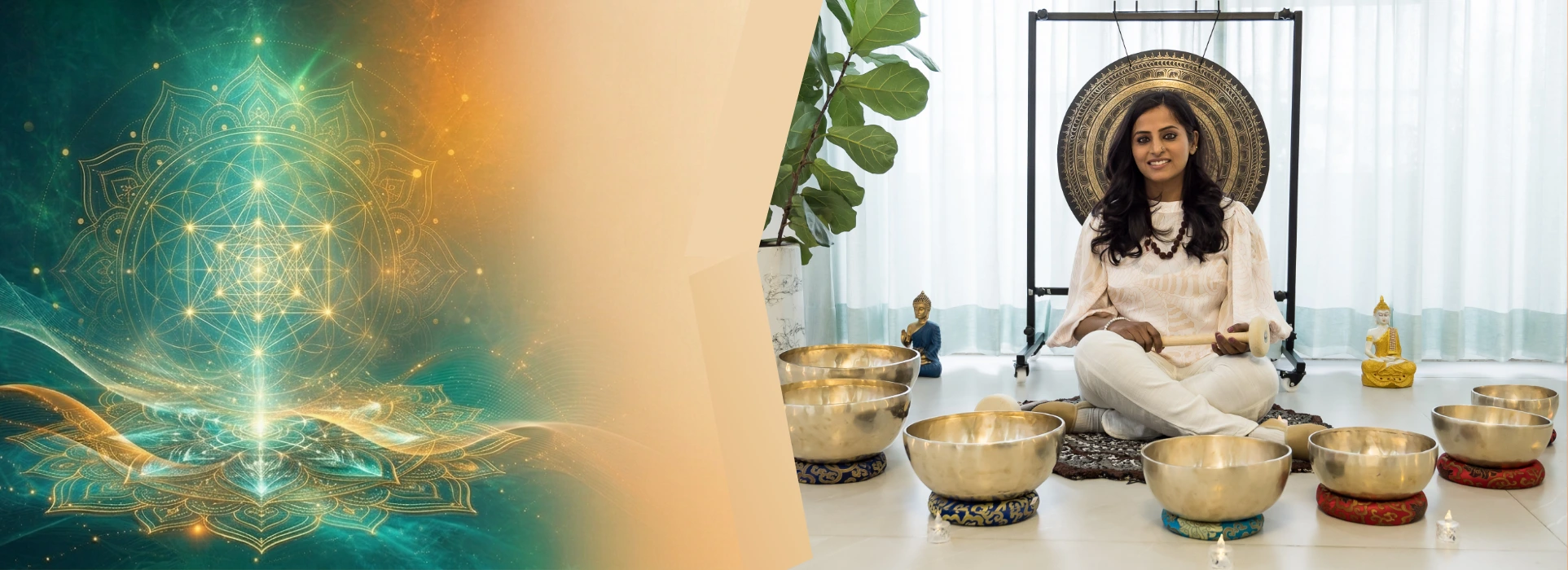 Singing bowl therapy session at Arhat Studio